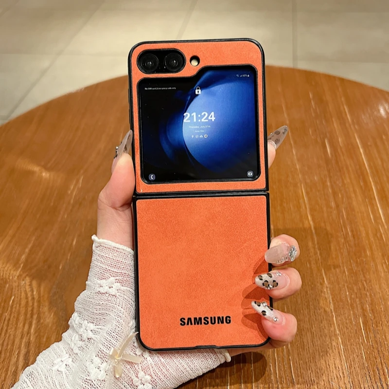 Luxury Business Suede Leather Soft Phone Case Samsung Galaxy Z Flip 7 6 5 4 Shockproof Matte Protective Z Flip8 5 4 3 Back Cover