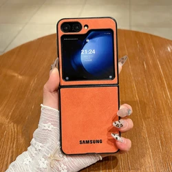 Luxury Business Suede Leather Soft Phone Case Samsung Galaxy Z Flip 7 6 5 4 Shockproof Matte Protective Z Flip6 5 4 3 Back Cover