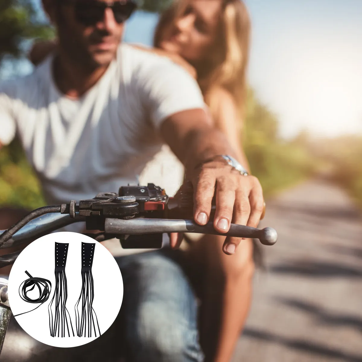 

1Pair Motorcycle Handlebar Grips Faux Anti-Slip Ergonomic Fringe Tassel Design Universal 22Mm 25Mm Handle Bar Covers