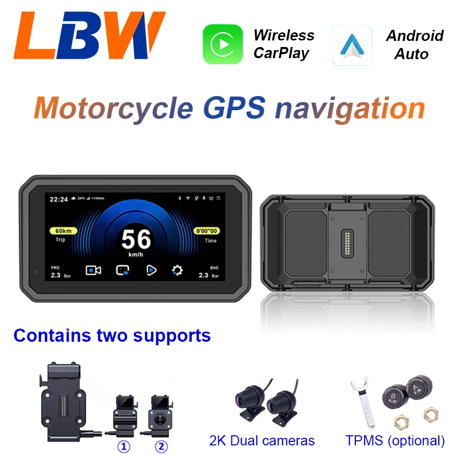

7-Inch Portable Quick-Release Motorcycle CarPlay Android Auto GPS Navigation IPx 7 Dashboard For All Motorcycles