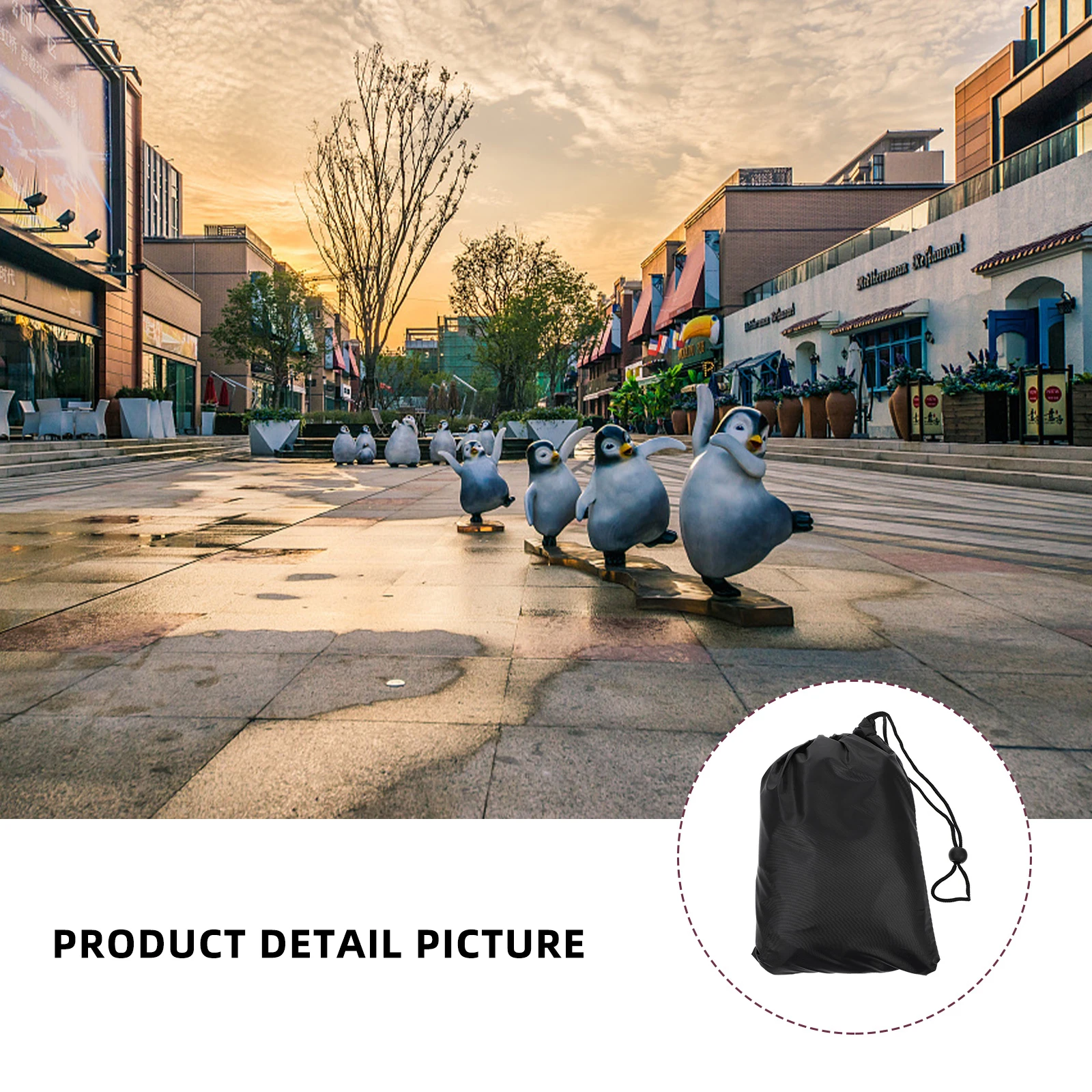 

Fountain Garden Statue Protective Drawstring Design Black Outdoor Winter Sculpture Sculpture Protective Cover Cover
