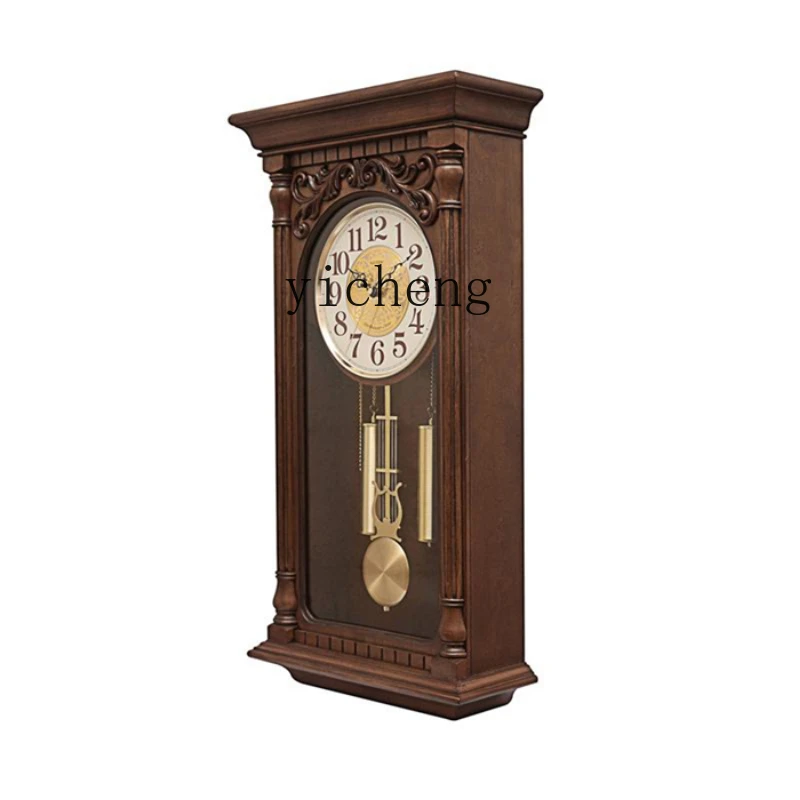 Zf Living Room Home New Chinese Classical Antique Clock Vintage Retro Solid Wood Swing