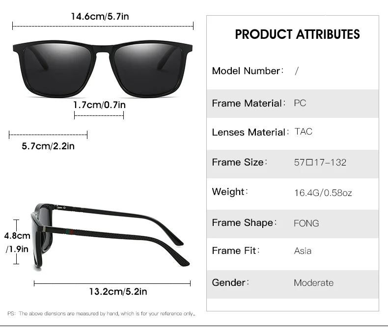 Neue klassische Mode-Polarisations-Sonnenbrille für Herren und Damen, quadratisch, großer Rahmen, zum Fahren, Angeln – Detail 3