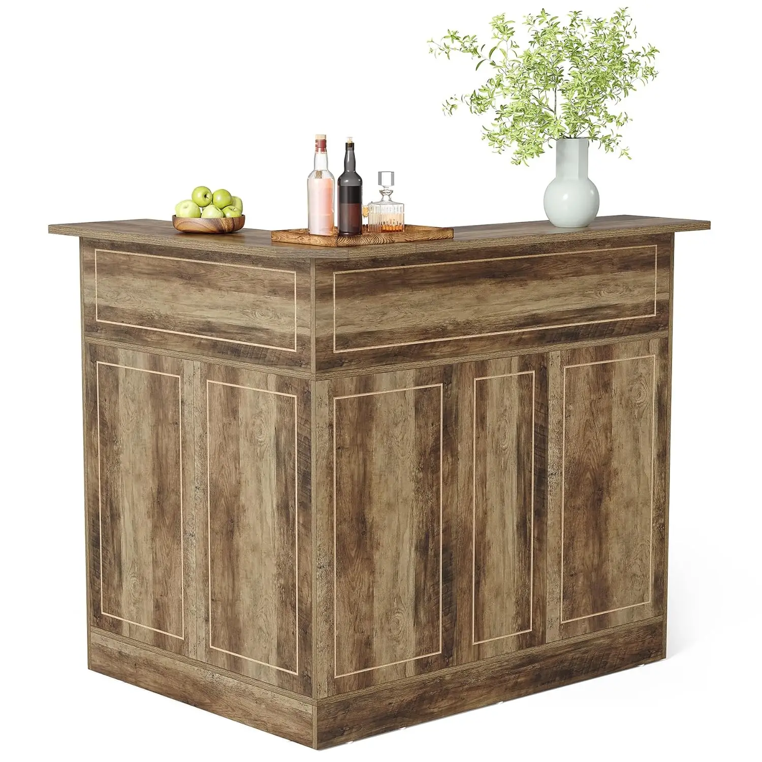 

Барный шкаф для дома, 4-уровневый мини-бар с подставкой для бокалов, отдельно стоящий деревянный барный шкаф, L-образный шкаф для алкоголя, на заказ