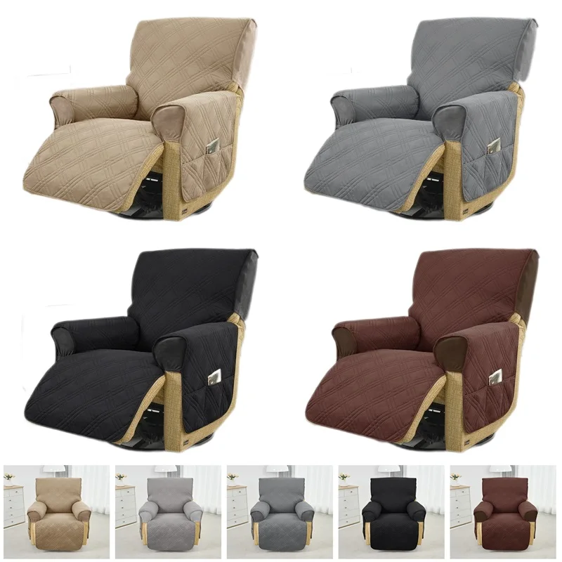 

1seater Recliner Cover Solid Color Quilted Armchair Slipcover Anti-wear Pet Kids Accent Couch Cushion Living Room Hotel Home