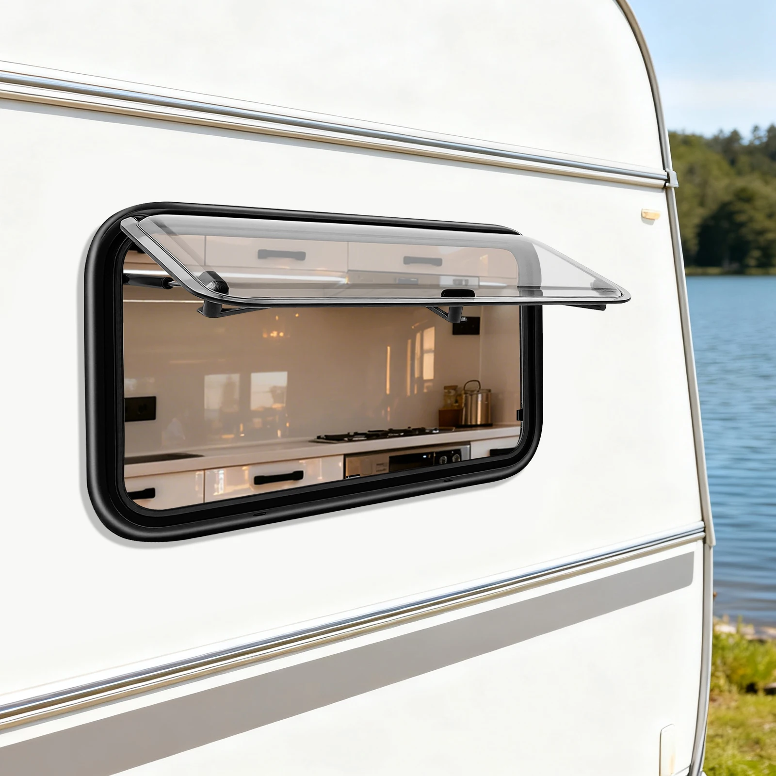 Wohnmobilfenster, 70x40cm Aluminiumlegierung Kippfenster Ersatz, Klemmhalterungsfenster für Wohnmobil Camper Wohnwagen Anhänger Umbau