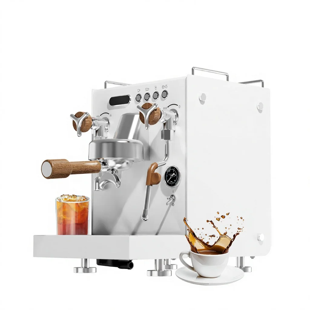 Commercial Semi‑Auto Espresso Maker, 1L Steam Boiler & Heating Block Extraction 58mm Brewing Head 9 Bar Coffee Brewing Tool