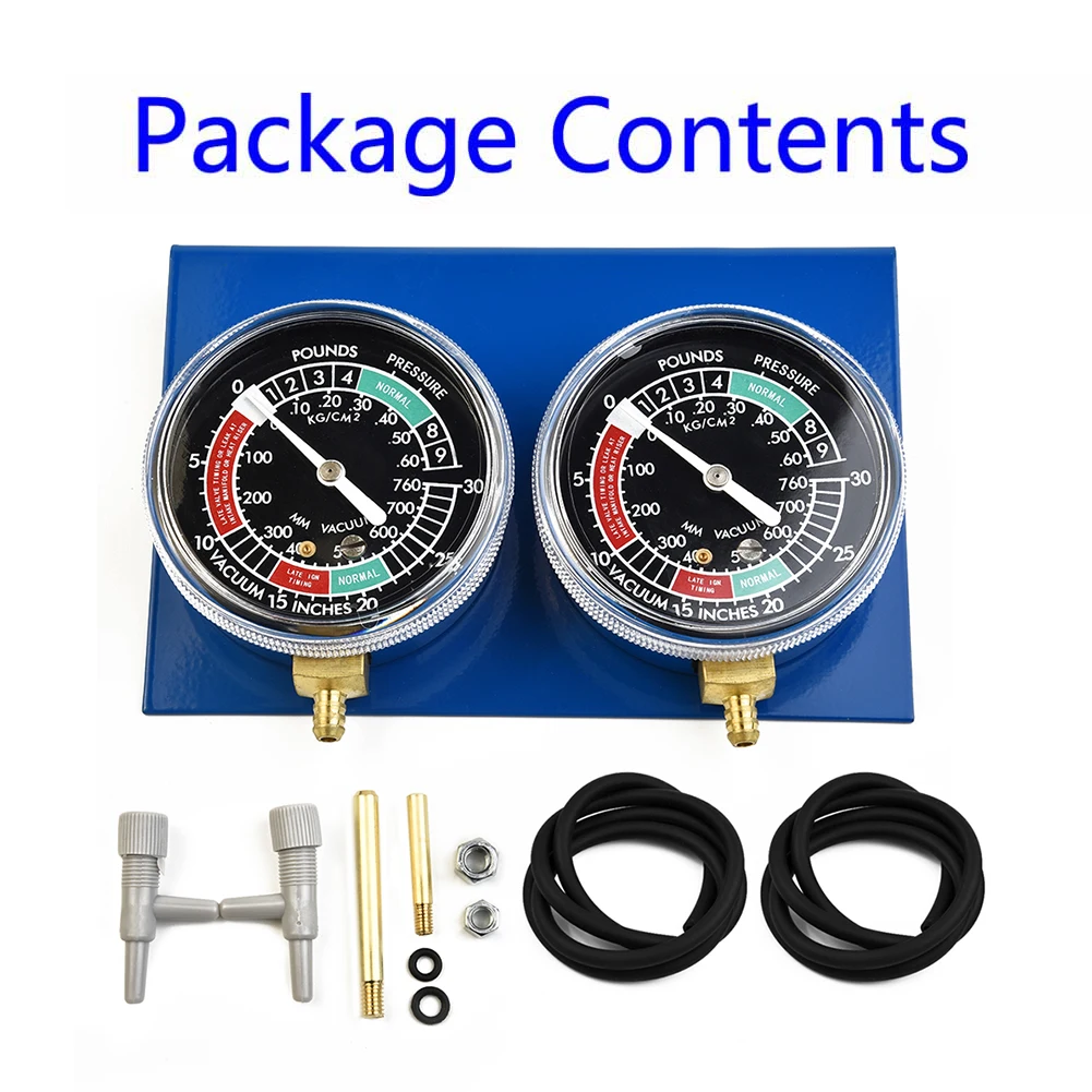 Carburetor Synchronizing Gauge Tool with Vacuum Hose Kit and Threaded Brass Extensions for 2-Cylinder Motorcycle Use
