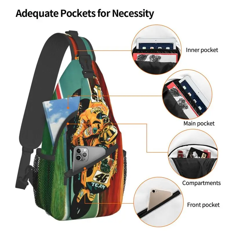 Mochila de carreras de motos personalizada para hombre, bolsos de hombro, cruzado, pecho, ciclismo, Camping, mochila de día