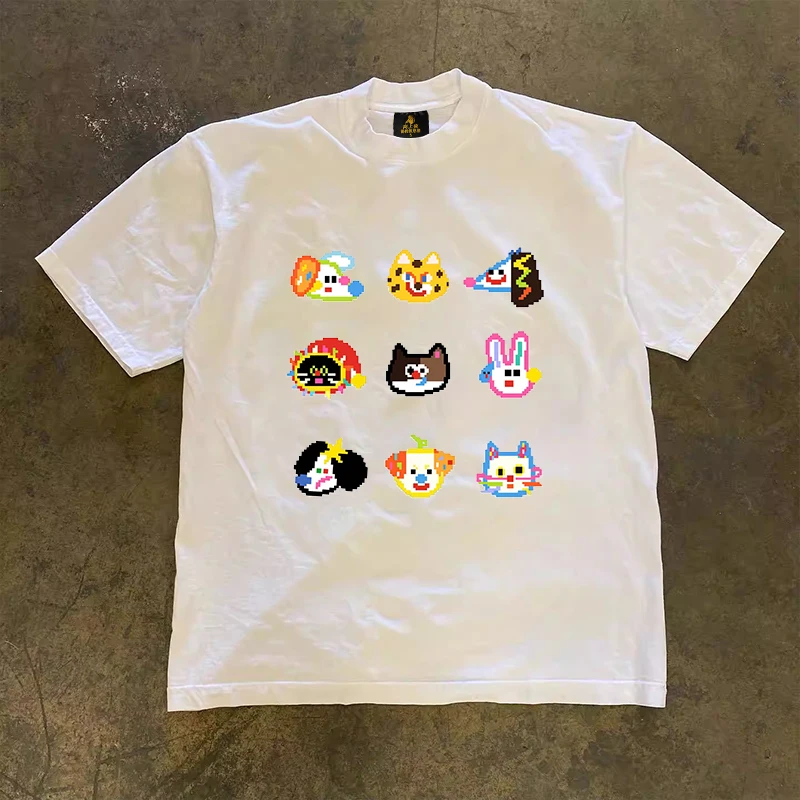 Loose Fit Cotton T-Shirt Unisex Short Sleeve Double Thread UPUPXIA Hero Print Sweat Absorbent round Neck Casual Summer Top