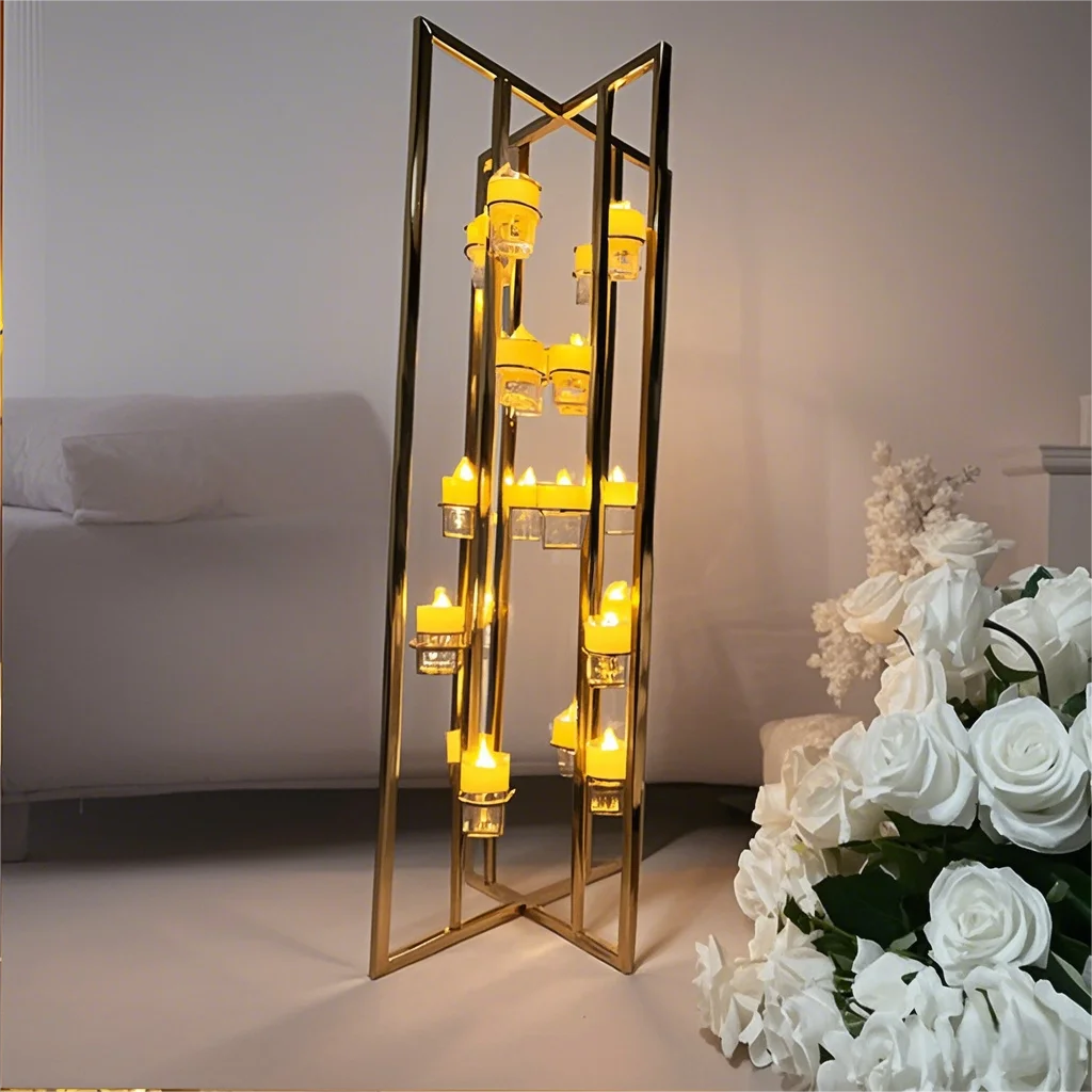 5 Sets Wedding Birthday Table Decoration Metal Flower Stand Base Stand Candlestick Table Placemats with Glass