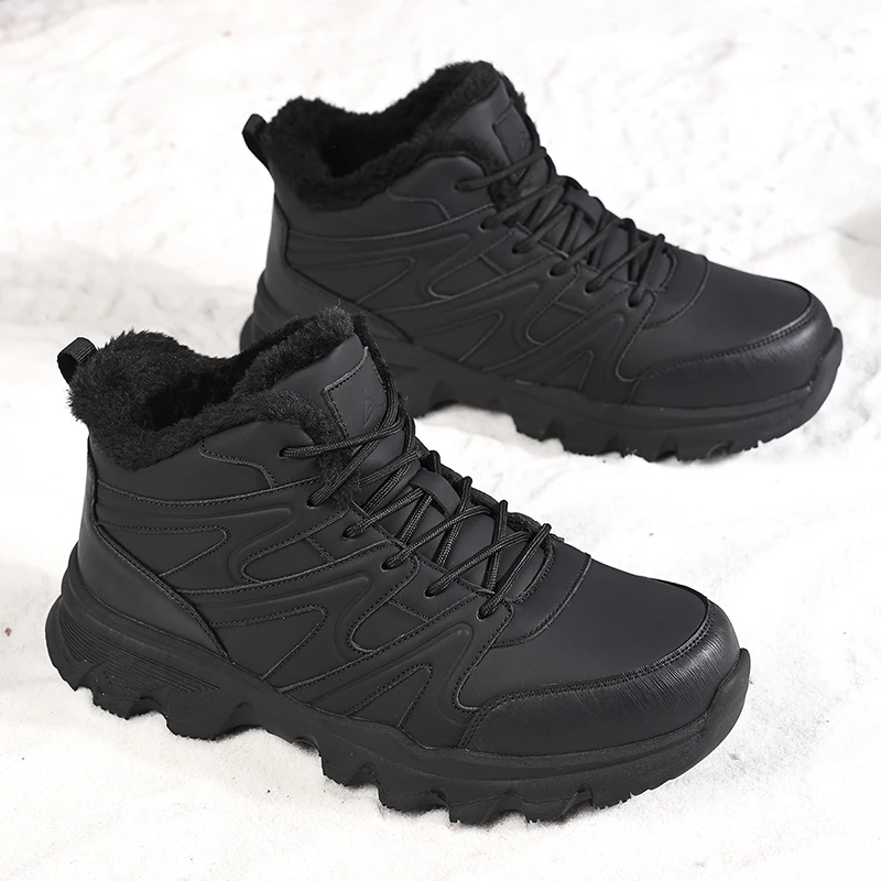 Outdoor Hiking Boots for Platform Snow Shoes Plush Keep Warm Men Boots Winter Ankle Comfortable Walking Shoes
