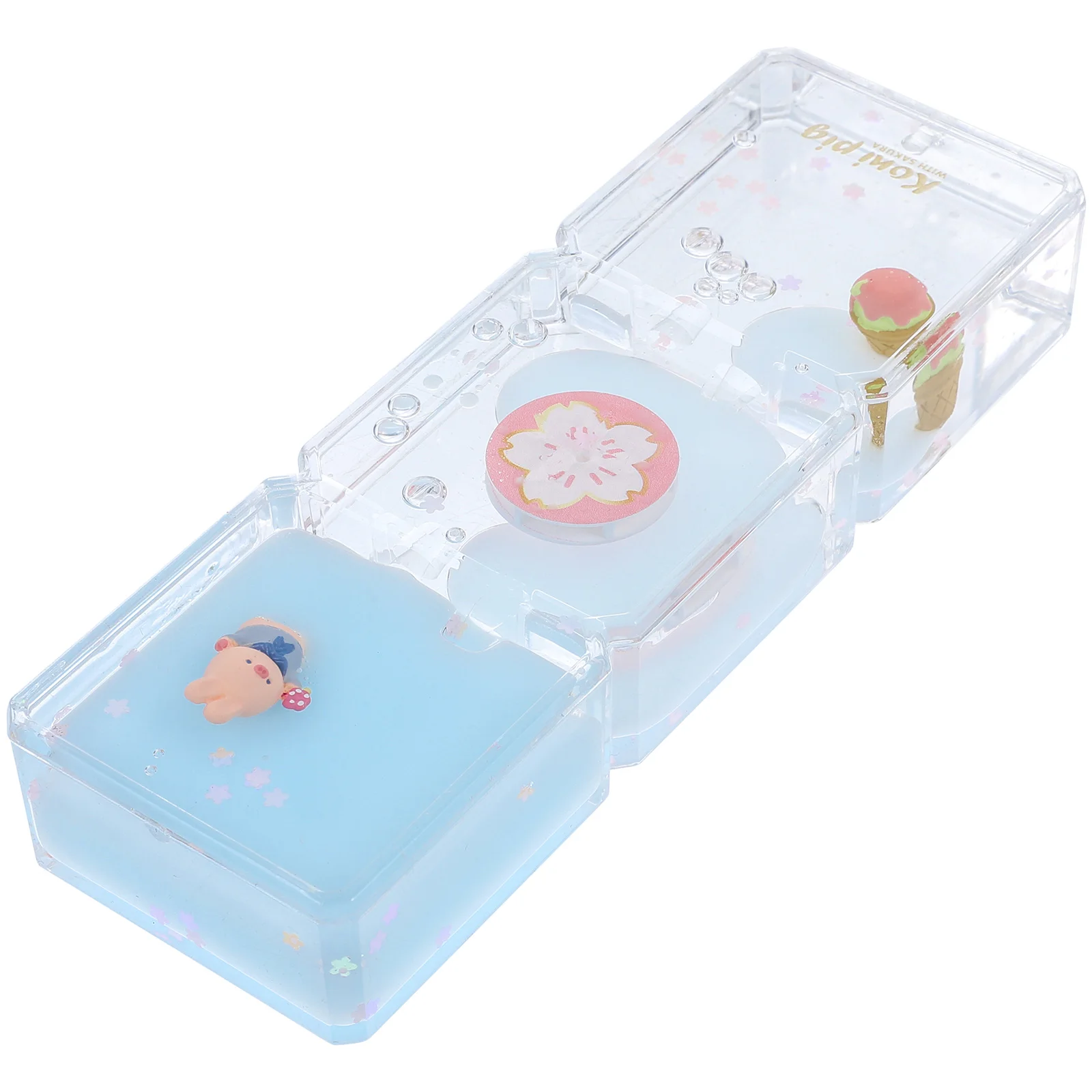 

Acrylic Resin Hourglass Cartoon Oil Dropping Liquid Timer Sakura Pig Figurine Home Decoration Desktop nament Creative Toy Stress
