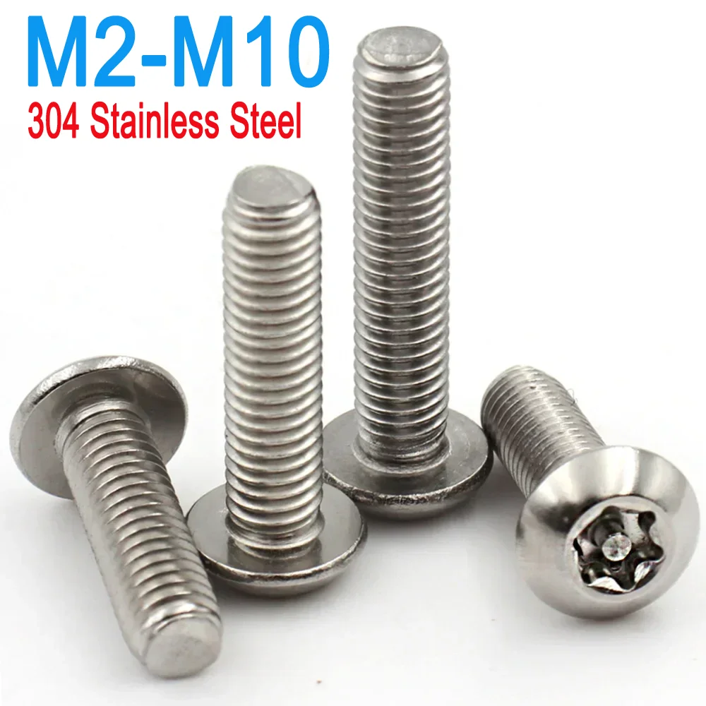 

M2 M3 M4 M5 M6 M8 M10 304 Stainless Steel Round Head Six Lobe Torx Button Security Bolt With Pin Anti-theft Tamper Proof Screw