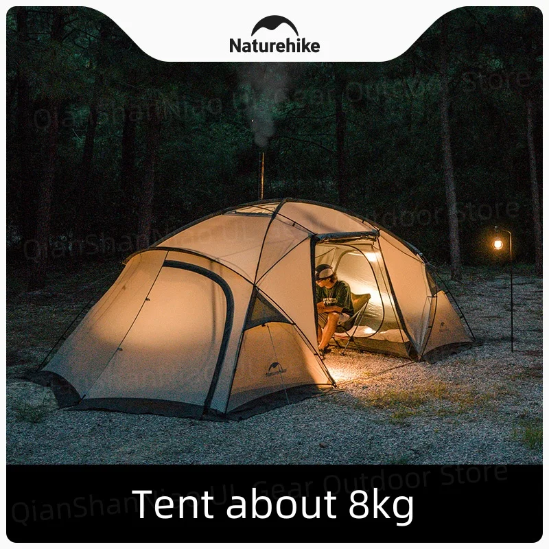 

Naturehike Shandi Two Bedroom One Hall Tunnel Tent Outdoor Camping Double Layer Family Travel Tent Windproof