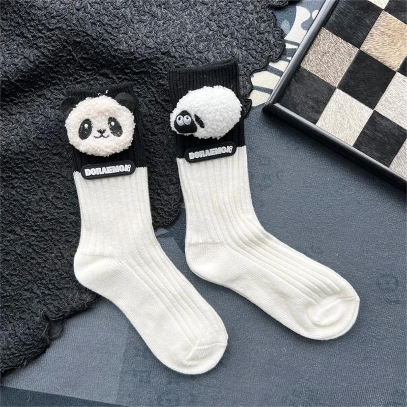 

Хлопковые носки для пары, носки унисекс, средние носки-трубочки, носки с 3D-кукольным узором, 15UB