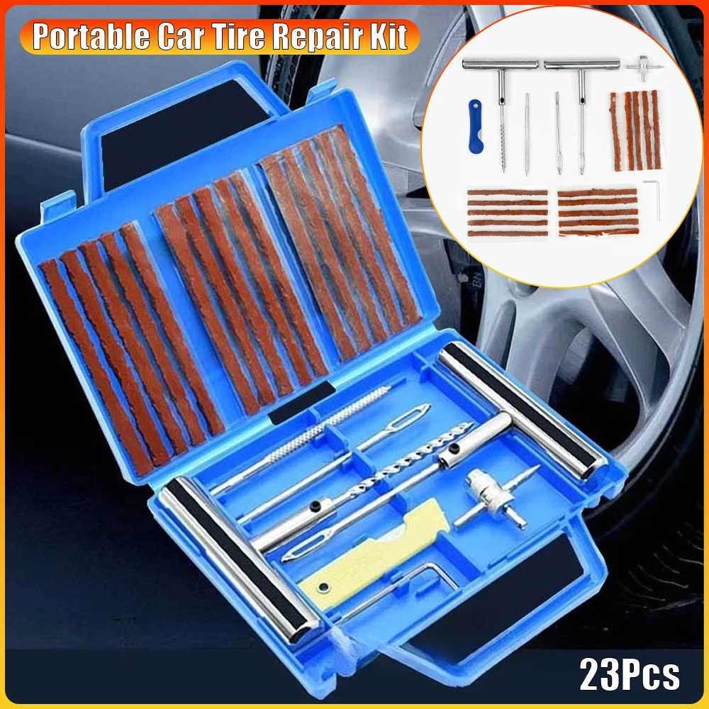 

23 шт. портативный комплект для ремонта автомобильных шин DIY легкий ремонт инструмент для ремонта прокола шин для автомобилей, мотоциклов, квадроциклов, газонокосилок, тракторов, грузовиков