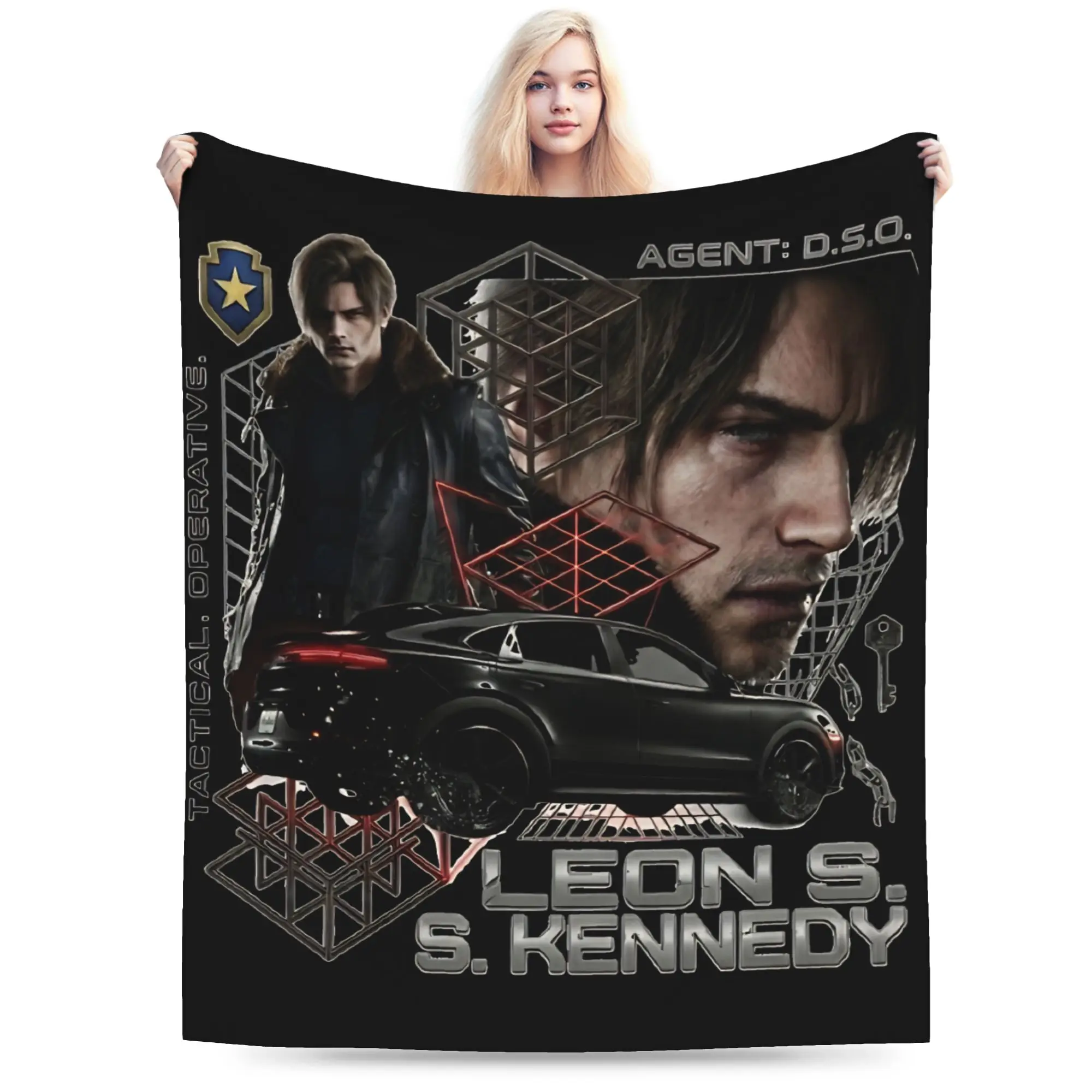 Residents Evils Leon S. Kennedy Throw Blanket Super Soft Pattern Blanket  For Living Room Camping Flannel Bedspread Bed Cover