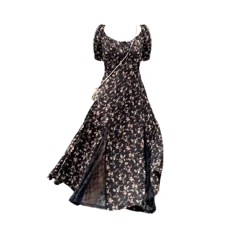 

Очень большой размер, кружево с цветочным принтом и квадратным воротником, женское уличное платье, летнее платье Princ Sve с растительным цветочным принтом