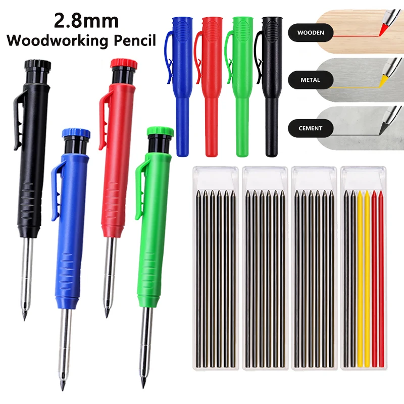 

Набор механических карандашей Carpenter с глубокими отверстиями, пластиковый колпачок-карандаш, маркер-карандаш для деревообработки для деревообработки, архитектурный рисунок