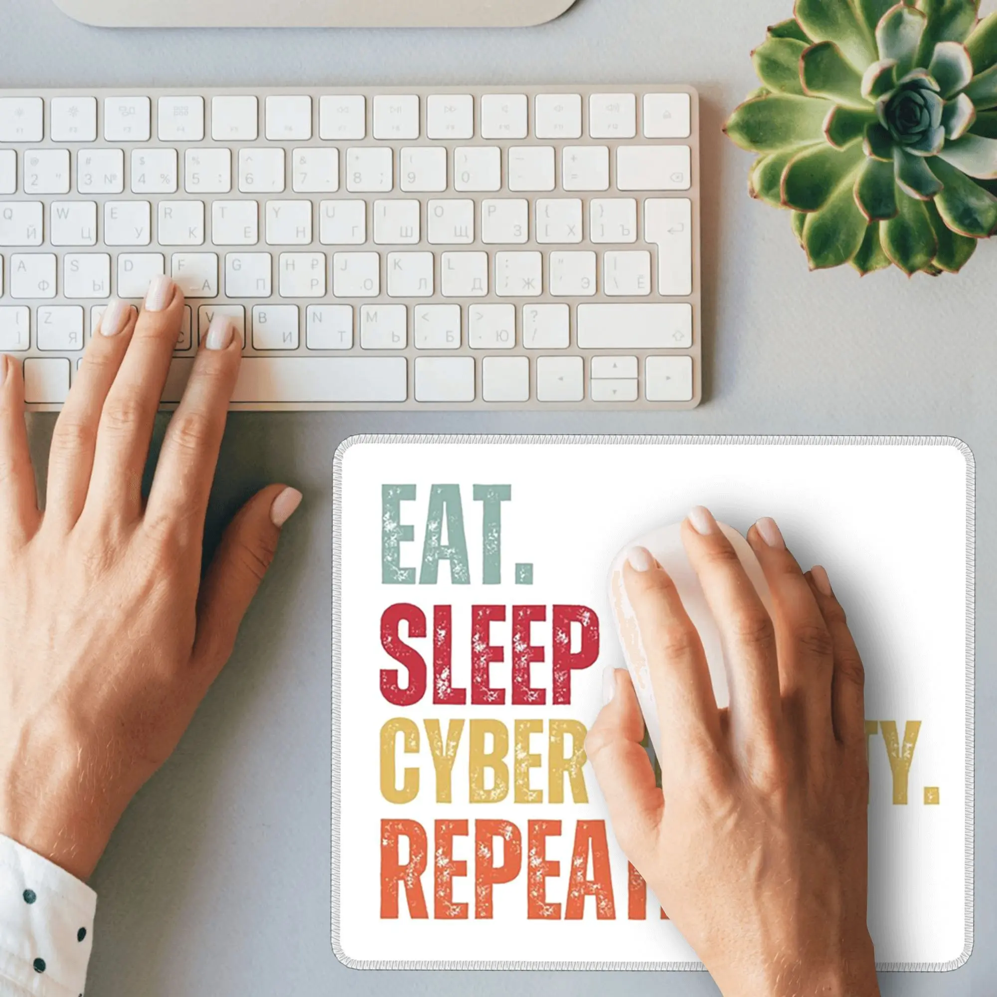 Eat Sleep Cyber Security Ripeti Tappetino per mouse Tastiera per computer Tappetino per mouse Gamer PC Laptop Tappetino da scrivania Accessori per ufficio Tappetini da tavolo