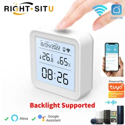 Tuya wifi sensor de umidade temperatura higrômetro termômetro casa inteligente backlight vida inteligente suporte alexa google assistente