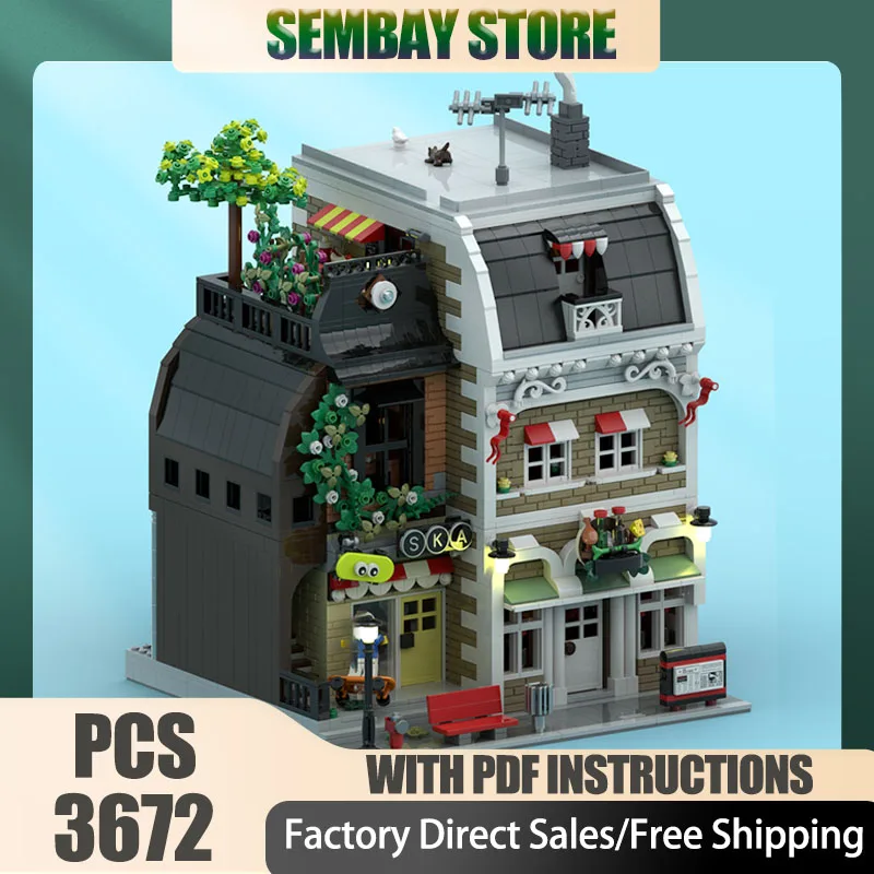 

Street View Moc Building Bricks Swiss Old Town Модульный для гурманов и скейт-магазина Технологические блоки Рождество DIY Игрушечная конструкция