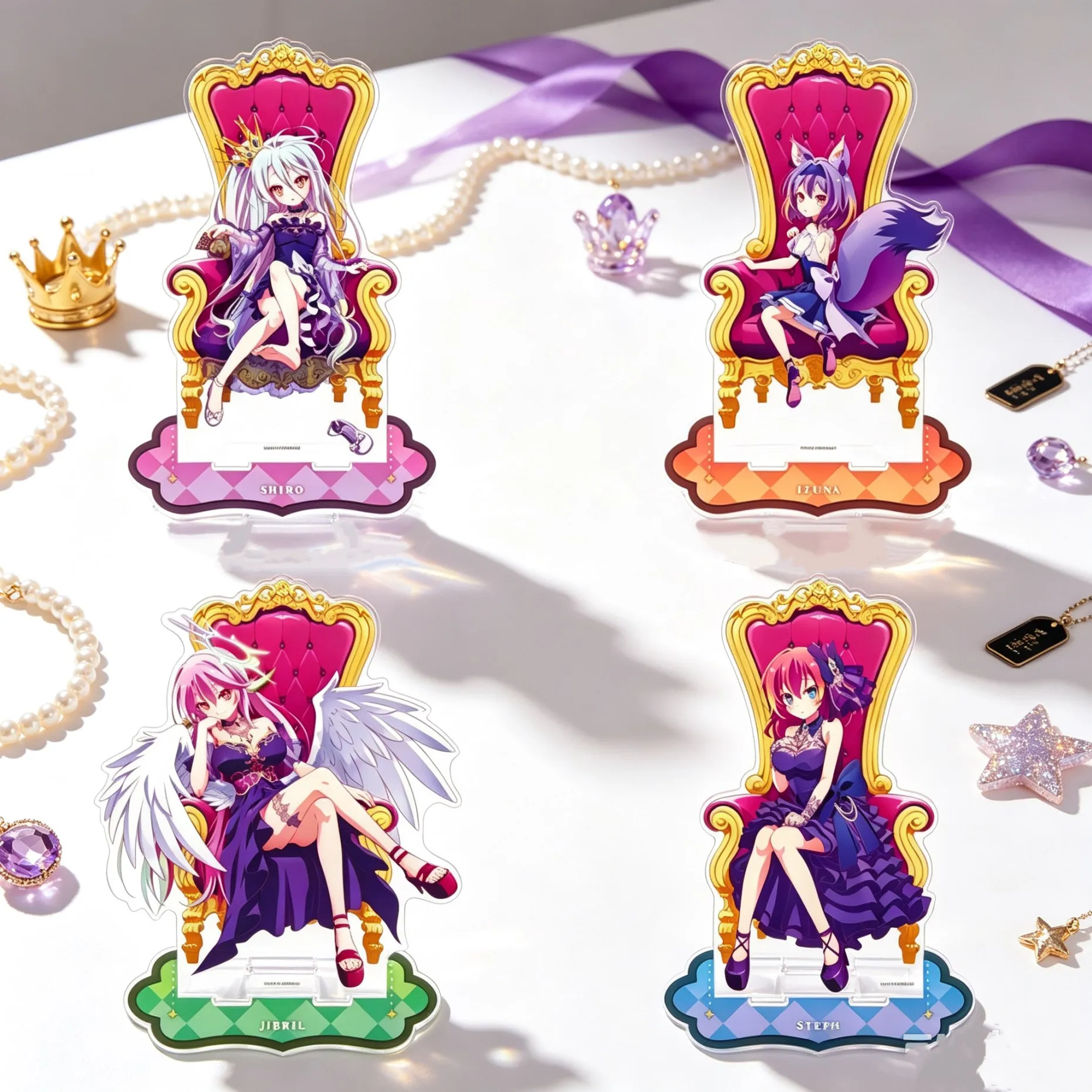 CLASSIC 15cm Anime No Game No Life Acrylic Stand Model Bookshelf Decoration High Definition Images Bookshelf Decoration Keychain