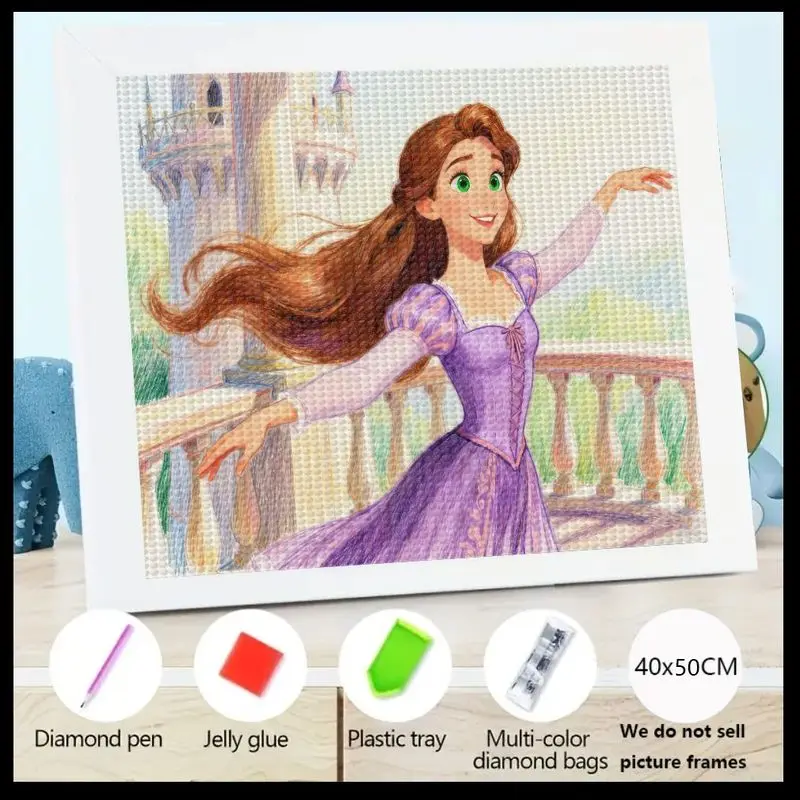

1 шт. 5D полная дрель DIY набор для алмазной живописи, принцесса Рапунцель мультфильм девушка художественный набор для вышивки стразами, полный кристалл драгоценный камень P