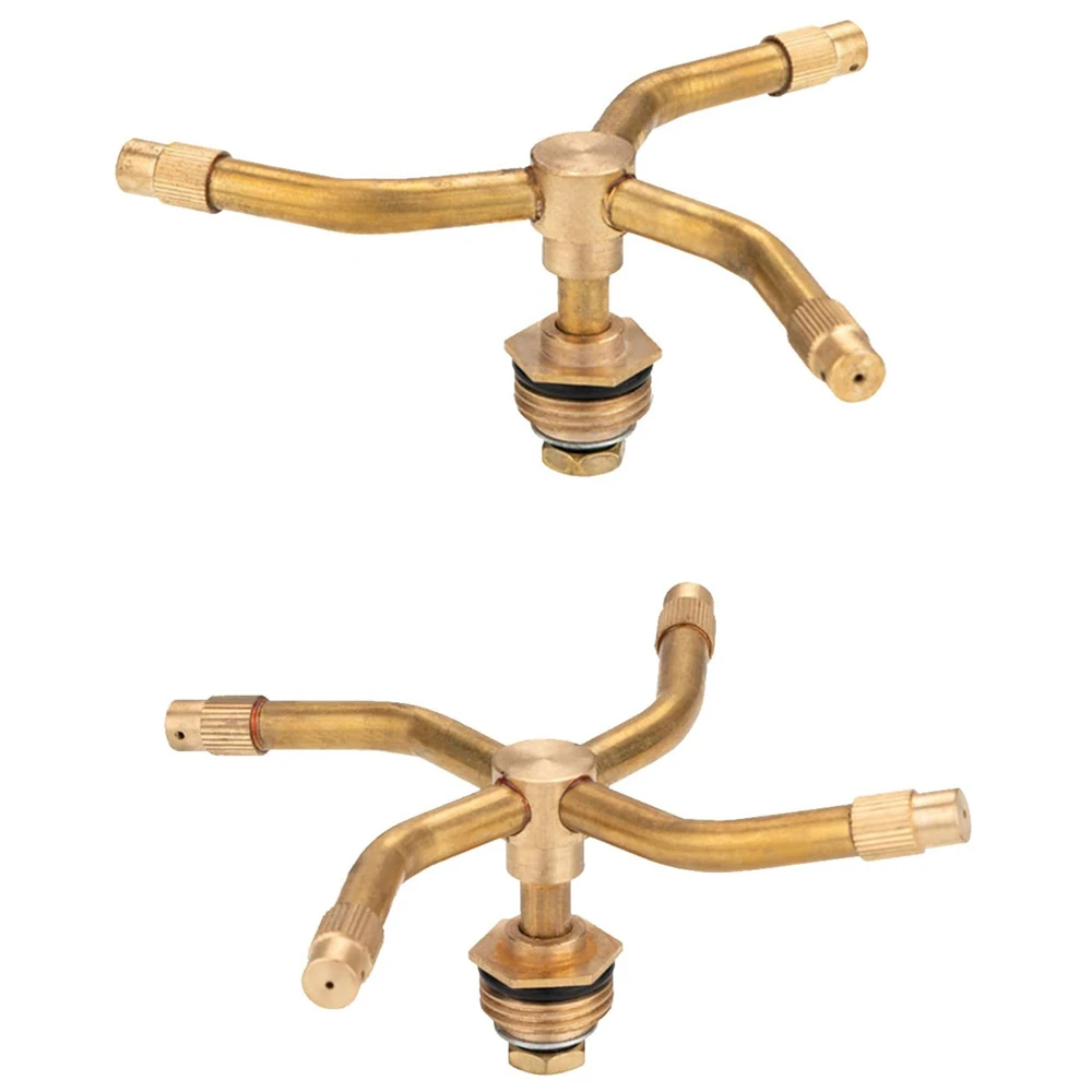 Nozzle Whirling Sprinkler 3-Arm/4-Arm Automatic Rotary Brass Sprayer Water Saving Sprayer for Garden Yard Lawns