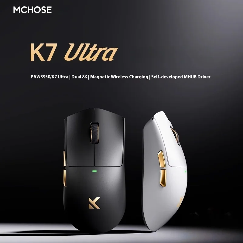 

Mchose K7 Ultra Lightweight Gaming Mouse Wireless Charging Bluetooth Paw3950 Magnetic Absorption Design For Computer Office Use