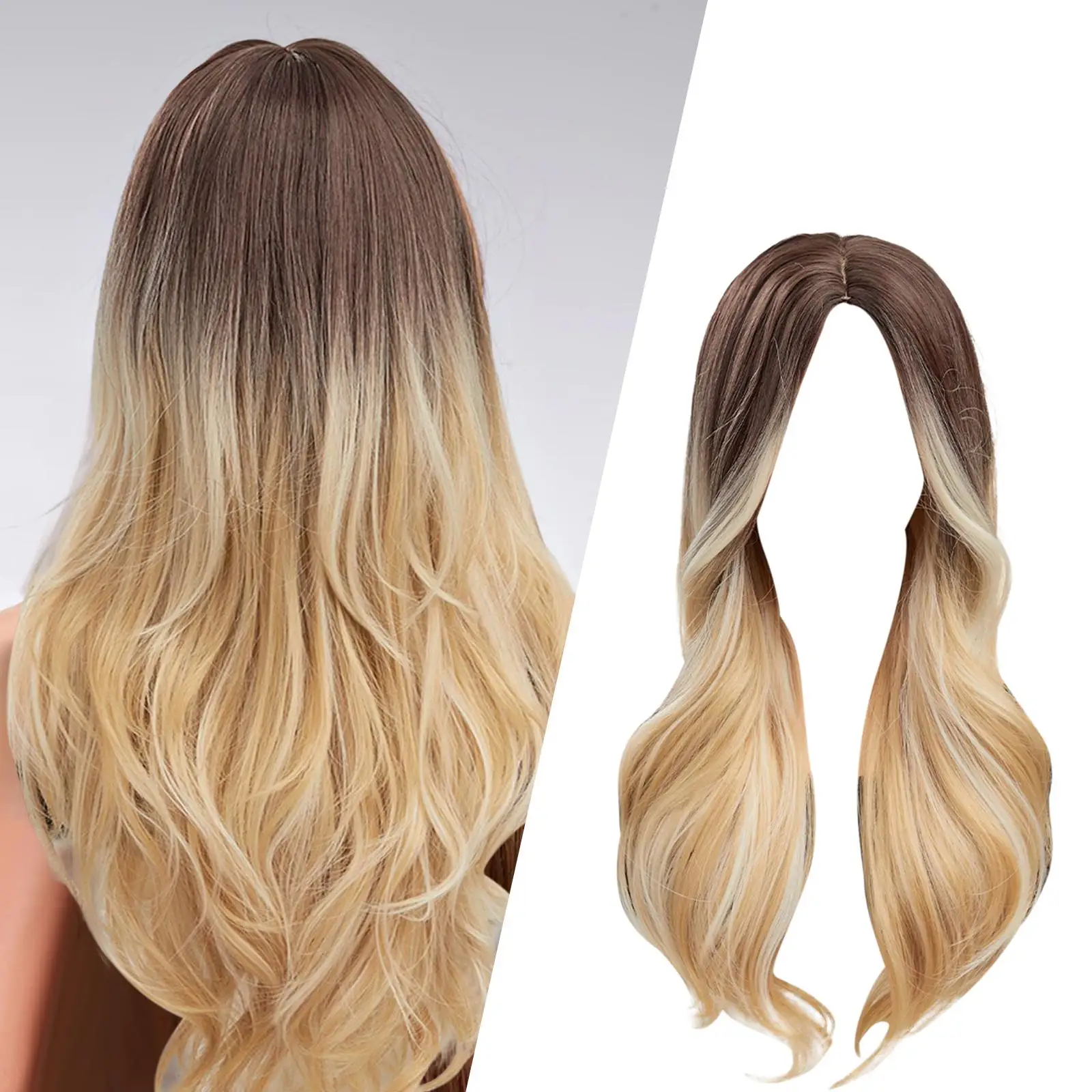 

Женский длинный парик, средняя часть, синтетическое волокно, реалистичный, естественный вид, вьющиеся, мягкие