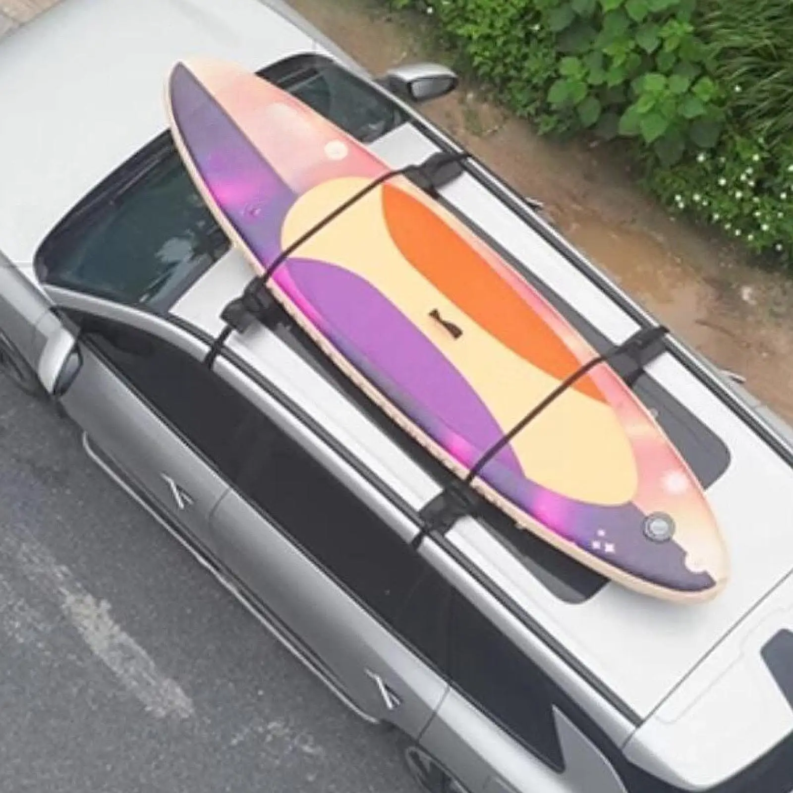 車のルーフ荷物ラックパッド、ストラップ付き、収納バッグ付き、カヤックキャリア、サーフボード、パドルボード、スノーボード用車のルーフラック