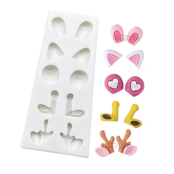 Cartoon Bunny Cat Bear Deer Ears Silicone Sugarcraft Mold Resin Tools Cupcake Baking Mould Fondant Cake Decorating Tools