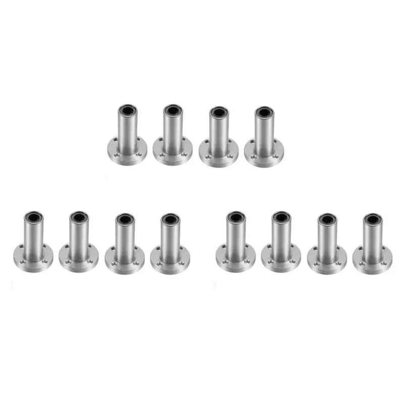 

VEHO-12PCS 8Mm LMF8LUU Long Type Round Flange Coupling Linear Motion Bearing,CNC Parts Slide