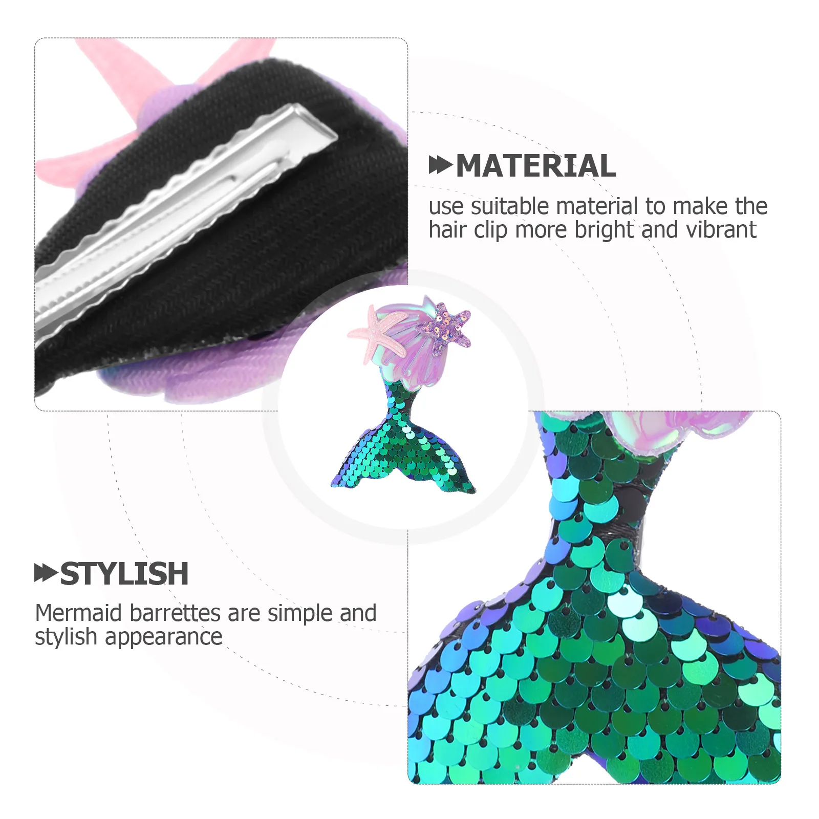 

2Pcs Mermaid Clips Sequins Ocean Accessories Girls Flower Girl Hair Accessories For Wedding Child Wedding Hair Tools