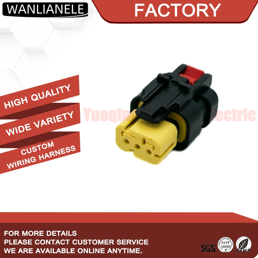 50 Sets 776429-3 776523-3 3 Pin Male Connector AMPSEAL 16 4.5mm 16A IP67 Yellow Fit Automotive Wire Harness