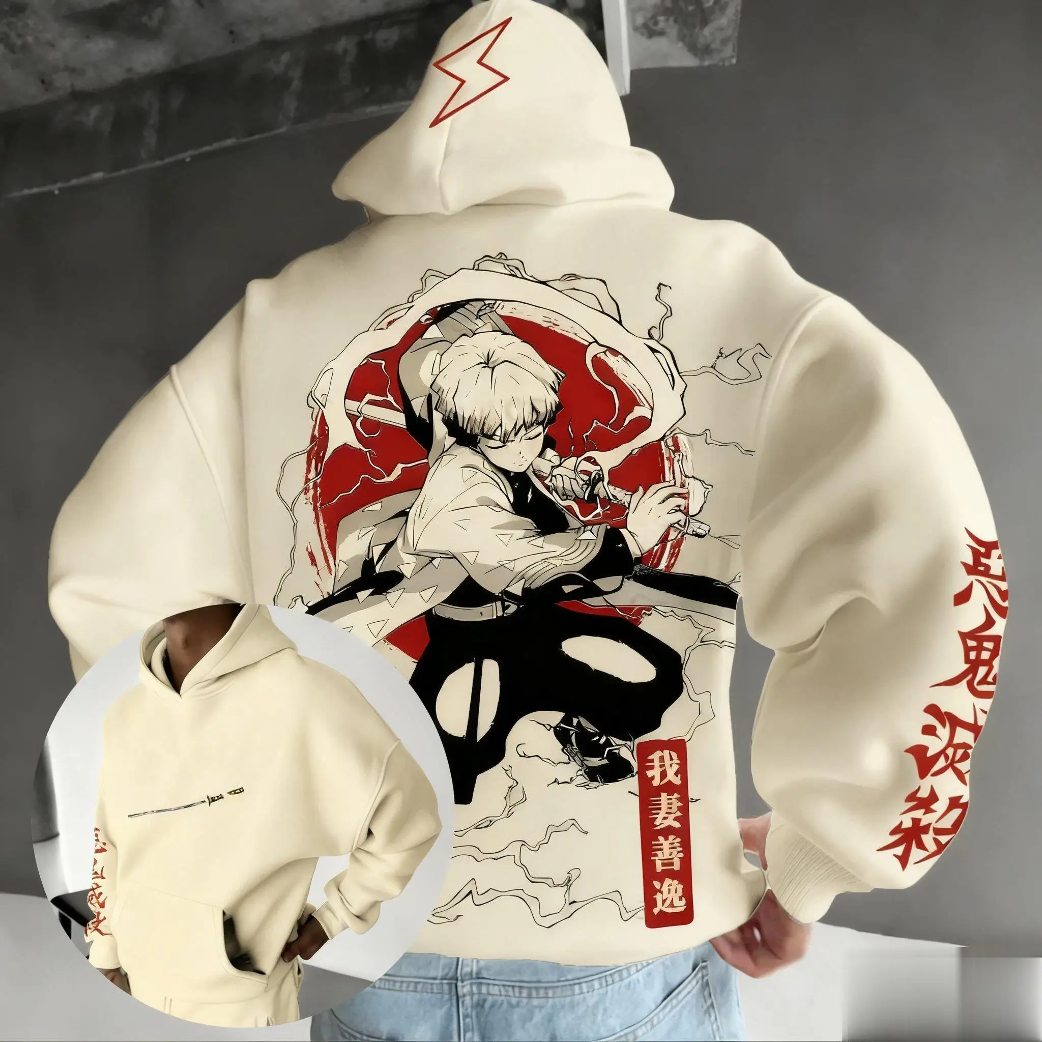 Sudadera con capucha de Anime Y2k de gran tamaño para hombre y mujer, jersey con estampado de Demon Slayer, ropa de calle informal para otoño e invierno, Tops Unisex 2025