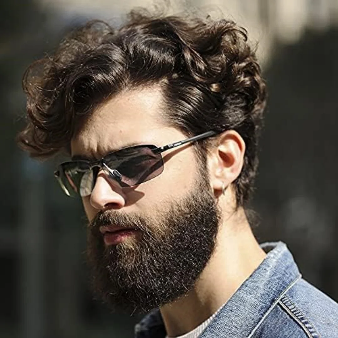 1 par de gafas de sol polarizadas para hombre, deportivas: montura de metal Al-Mg ultraligera, protección UV, ideal para conducir, pescar, correr, golf