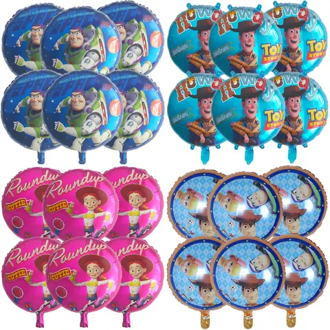 6ชิ้น18นิ้วของเล่นเรื่องดิสนีย์ลูกโป่งอลูมิเนียมโฟลีบัซไลท์ปีวู๊ดวู้ดดี้บอลลูน verjaardsfeestje ลูกโป่งตกแต่ง