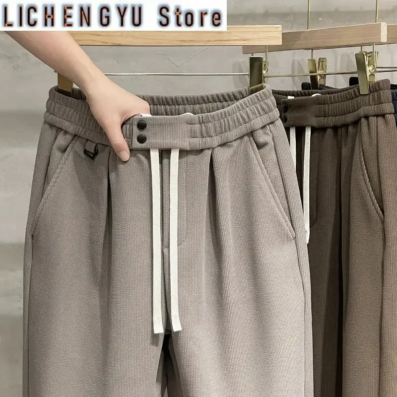 Spring Autumn Men Pants Fashion Retro Lace Up Elastic Waist Casual Pants Men Jogger Loose Sports Harlan Trousers