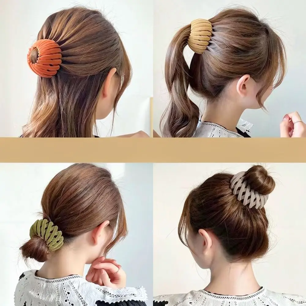 Expandable Bird Nest Hair Claw Velvet Ponytail Holder Fashion Geometric Bun Maker Styling Accessory For Busy Women Girls