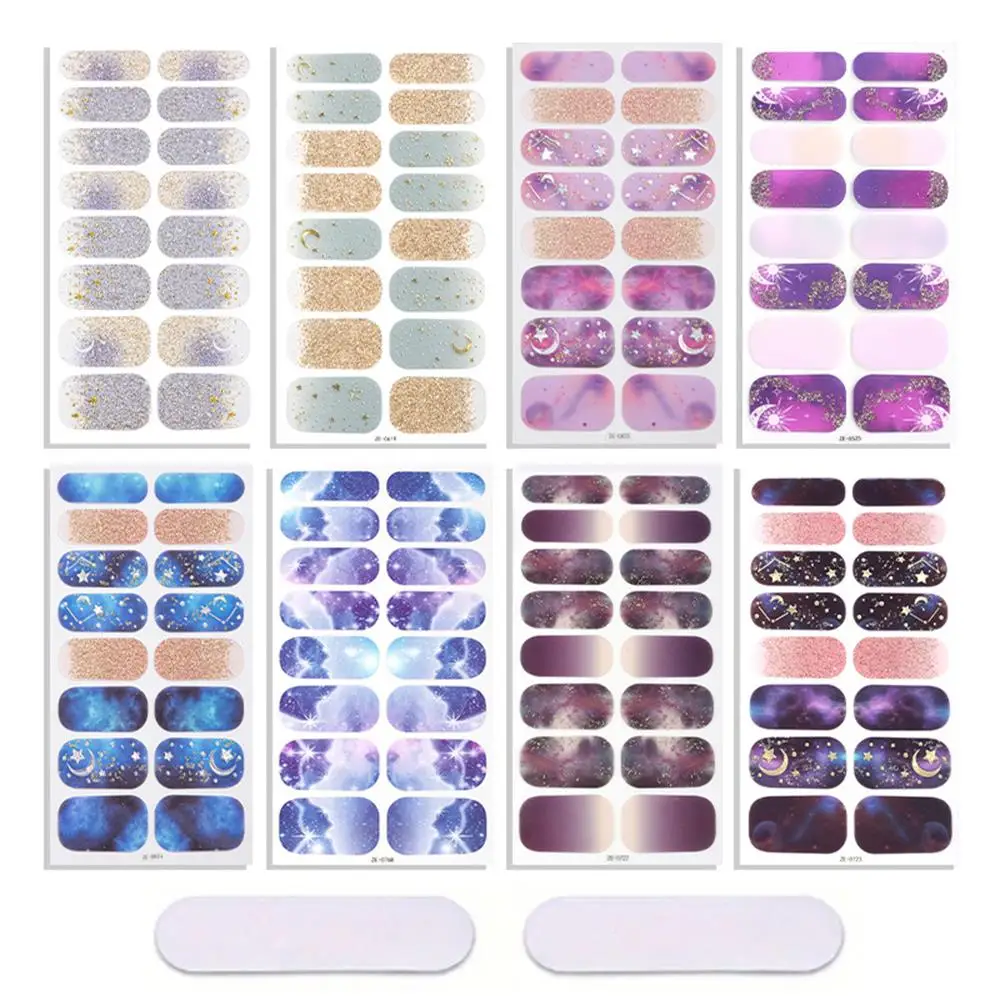 أظافر الضغط على سلسلة جالاكسي المتدرجة | مجموعة مكونة من 16 قطعة من ملصقات الأظافر المزيفة ذاتية اللصق قابلة للإزالة | فكرة هدية عيد الحب #6