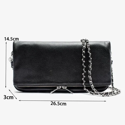 Imagen 2 del producto 2025 nuevo bolso de hombro tipo sobre a la moda para mujer, bolso clásico negro Retro con cadena y alas, bolso cruzado de diseño lujoso para mujer