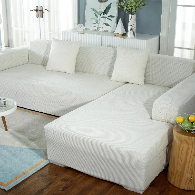 อินเทรนด์ Slipcovers Plush Spandex หนายืด Jacquard ล้างทําความสะอาดได้ลื่น 6 ที่นั่งโซฟาสําหรับห้องนั่งเล่น