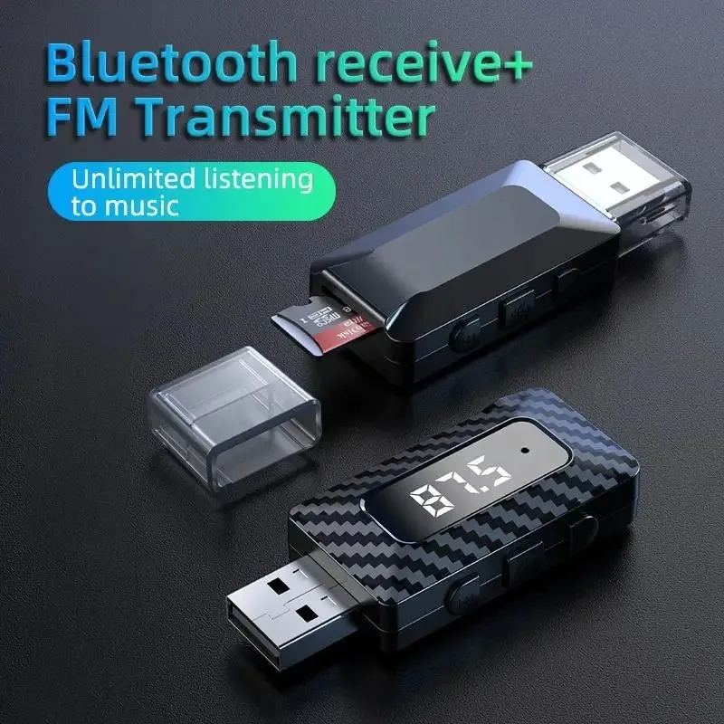

Автомобильный Bluetooth 5,3 FM-передатчик Приемник Громкая связь Мини-USB Беспроводной адаптер Автоматическое аудио со светодиодным дисплеем для автомобильного FM-радио