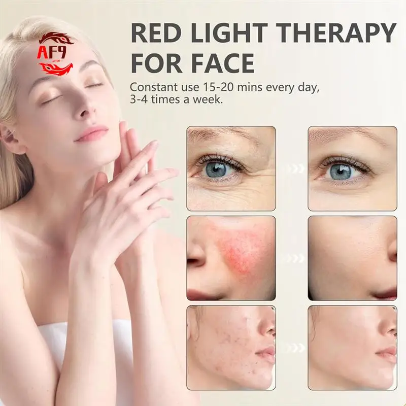 

AF90-Red Light Therapy Device With Base, 660Nm Red Light & 850Nm Near Infrared Light Therapy Lamp With Timer, Red Light Lamp