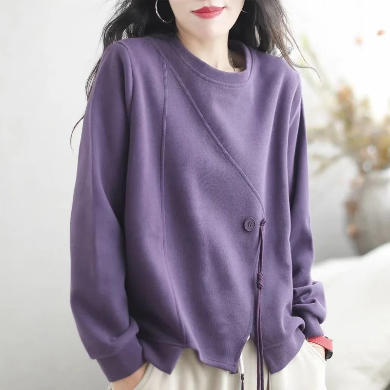 

New Autumn/Winter Fashion Trend Lazy Style Spliced Round Neck Loose Versatile Slim Western Commuter Women's Long Sleeve Sweater