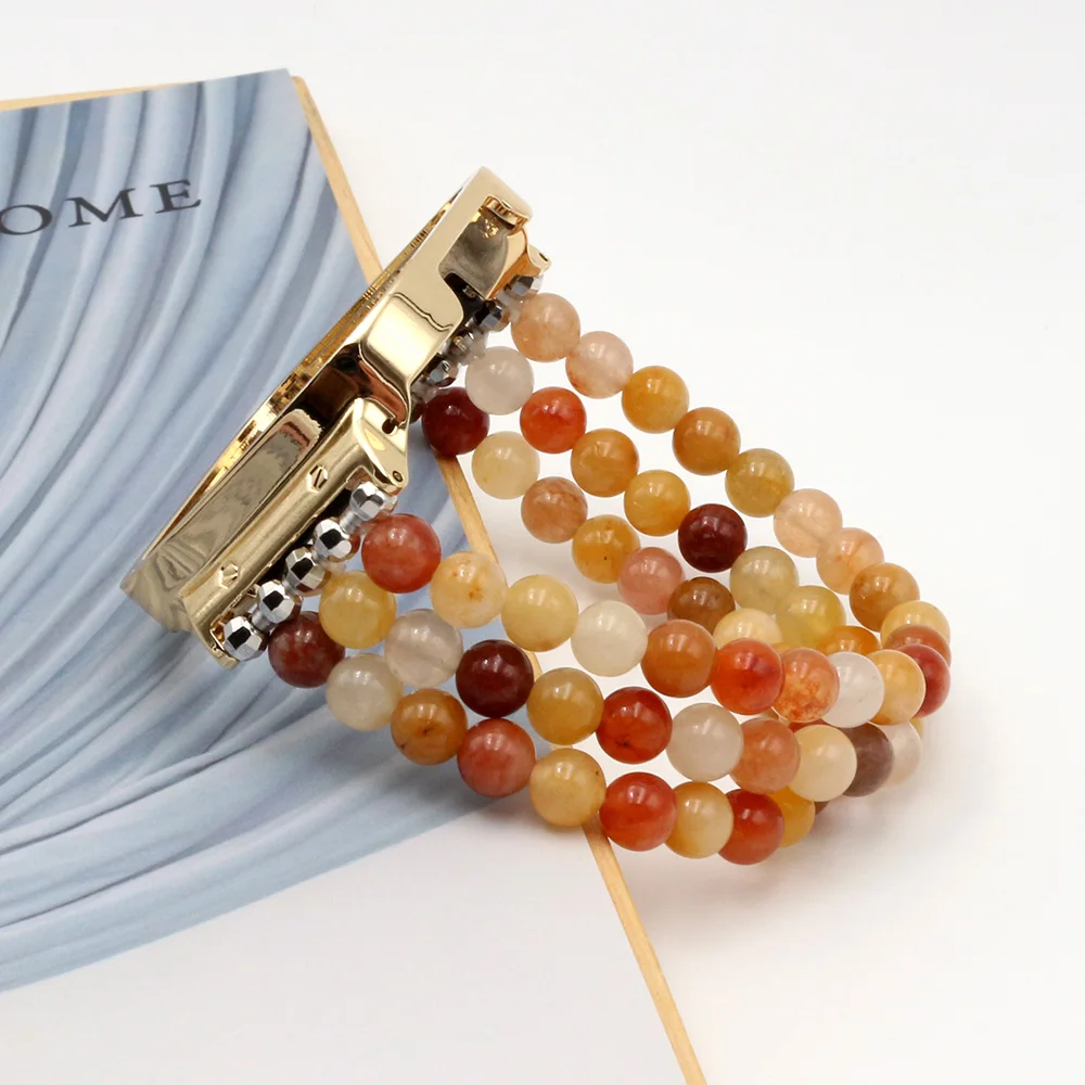 Jewelry Bracelet for Redmi Watch 3 Active/ Watch3 lite Smartwatch Agate Beaded Wristband Elastic Strap for Women Men Watchband