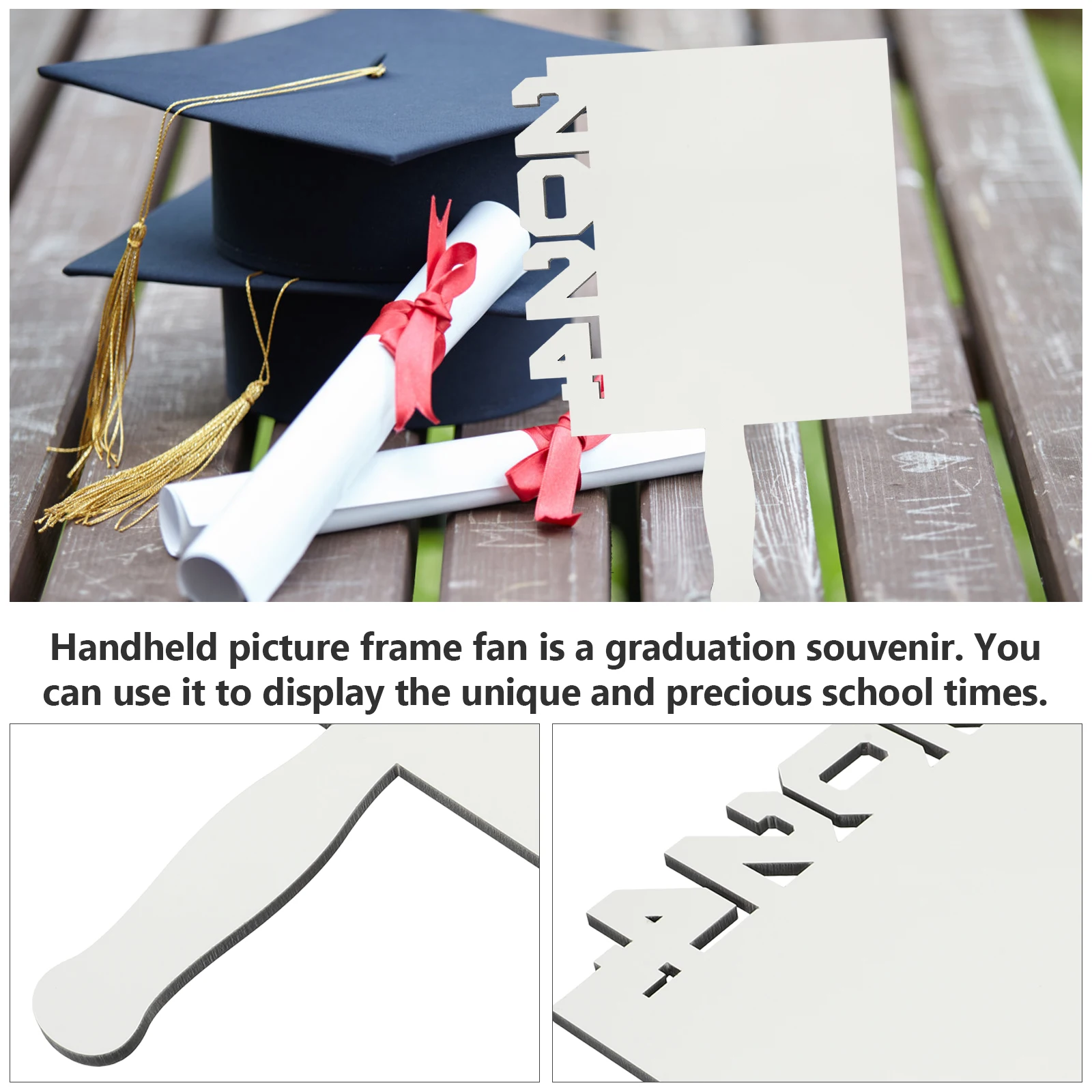 

2024 Grad Sublimation Blank Photo Frame Fan Diy Heat Transfer Lightweight Density Board Graduation Souvenir Smooth Design Party